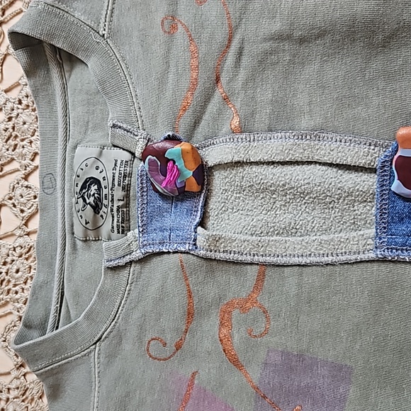 Vintage Authentic Pigment Sweatshirt Jacket with Clay Buttons & Jean Pocket - Picture 14 of 14